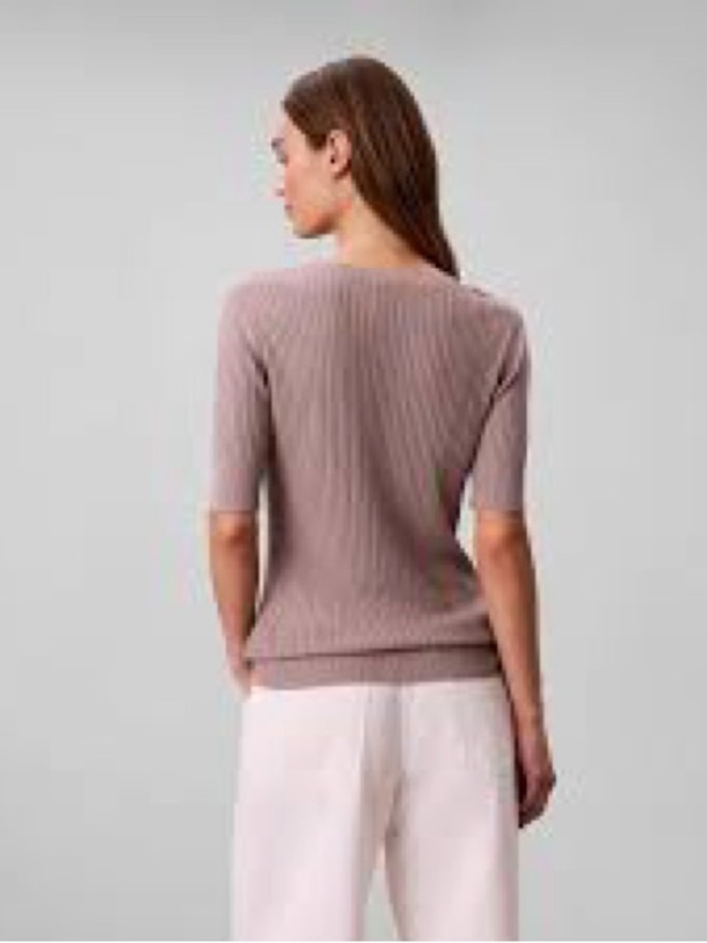 Calvin Klein Mauve Pink Ribbed Scoop-Neck Sweater